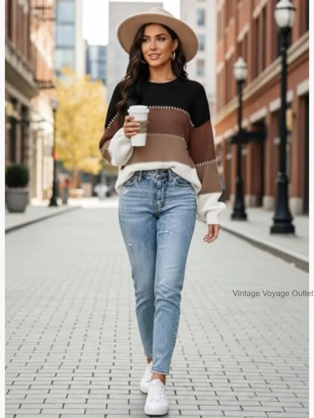 Oversized Pullover Sweater, Long Batwing Sleeves, Crew Neck, Knit Top - Picture 3 of 7